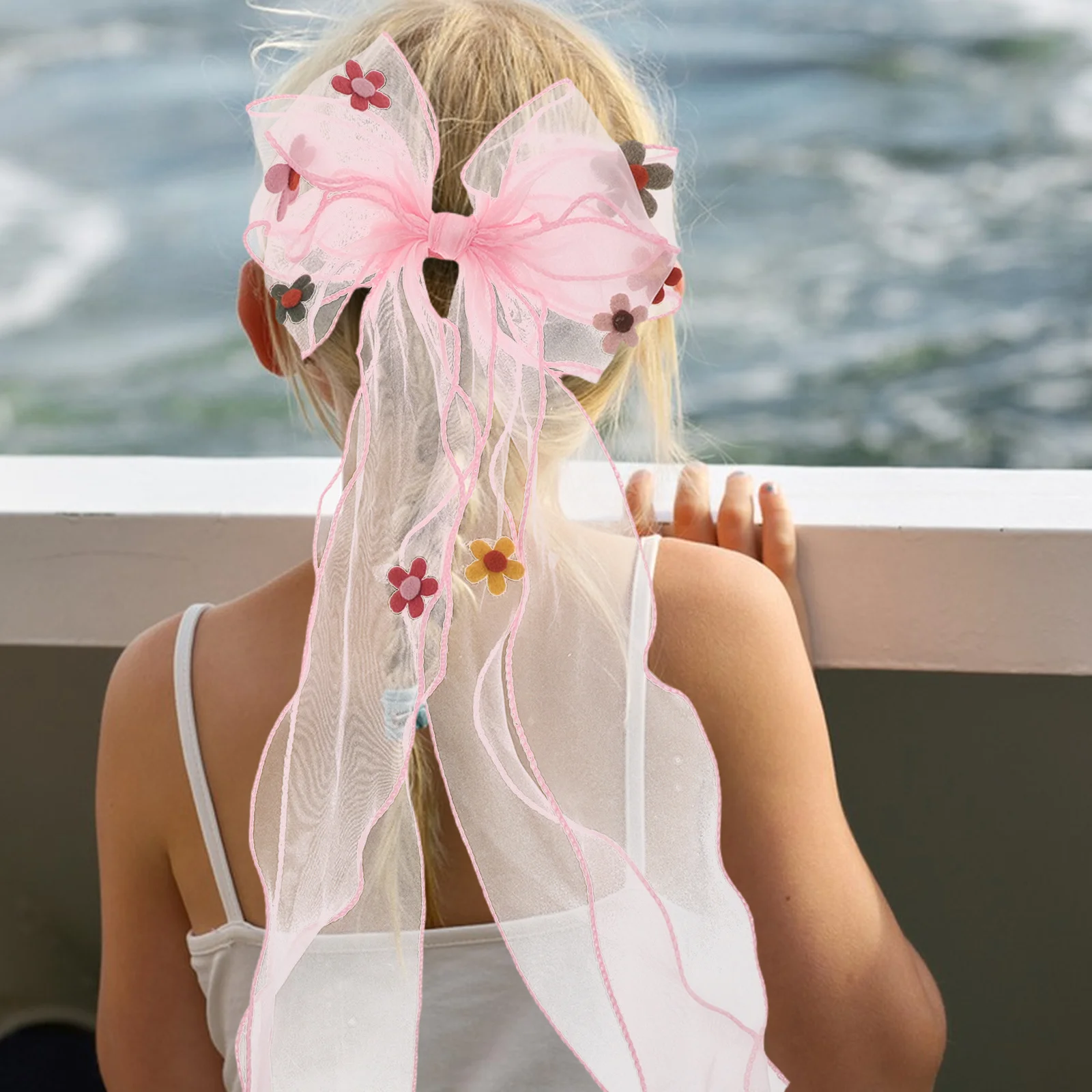 

4 шт., заколки для волос принцессы для девочек, большой шифоновый бант, аксессуары для волос, красочные ленты из органзы, банты для вечеринок для малышей, на каждый день