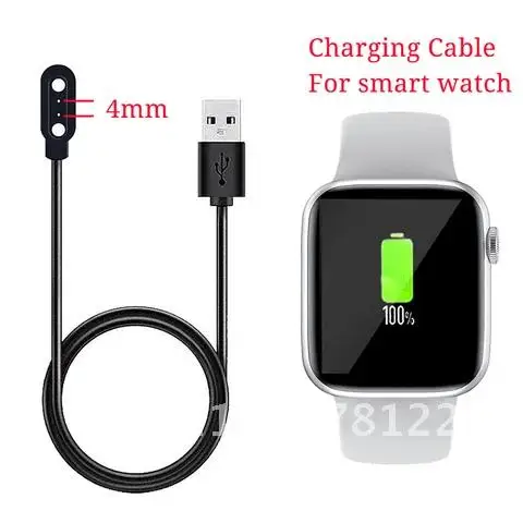 Charging Cable For IWO W26 Smart Watch 2PIN 4mm Magnetic Charging Cable For Smart Watch Accessories USB Watch Cable