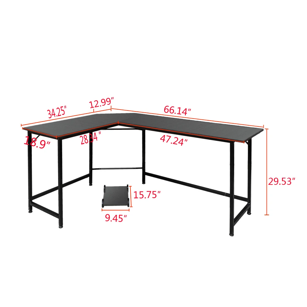 [Flash Sale]L-Shaped Desktop Computer Desk Computer Table PC Desk Black 168x120x72CM[US-W]