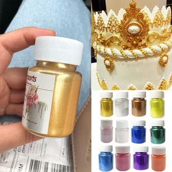 15G/1 Fles Goud En Zilver Poeder Kleurstof Poeder Glitter Mousse Cake Macaron Chocolade Bakken Kleurrijke Verjaardag Decoratie