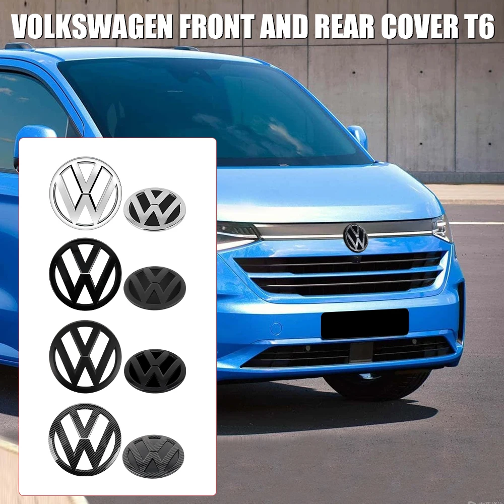 1/2 Piezas Emblema para Parrilla Delantera y Cubierta de Emblema para Maletero Trasero de Coche, Accesorios para Volkswagen VW Transporter T6 2016 2017 2018 2019 2020