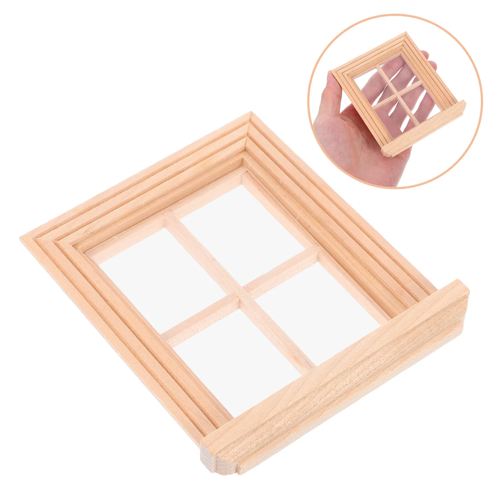 

1 шт. миниатюрная мебельная фурнитура: окно из натурального дерева для создания миниатюрного дома своими руками, милый декор для комнаты, подарок для детей