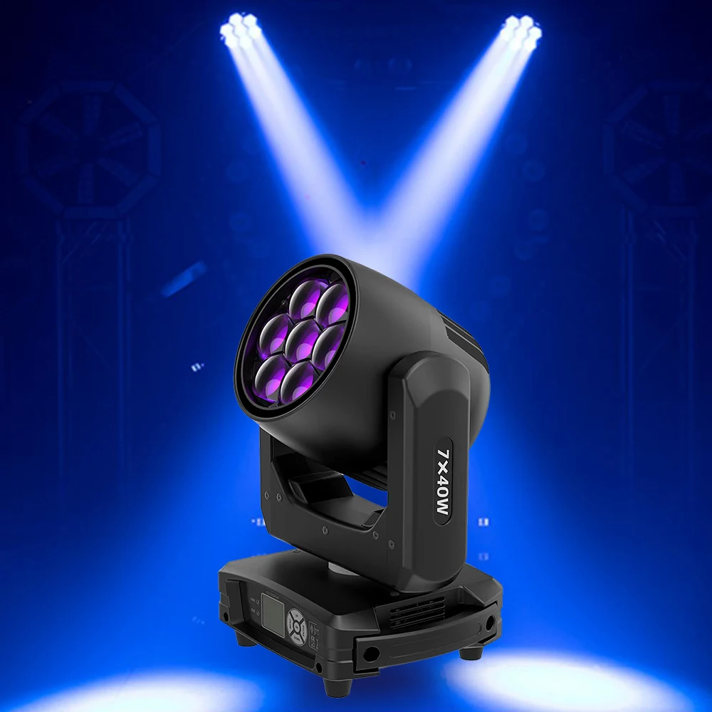 MIni B 2 IN 1 Beam Wash Party Effect Light 7X40W RGBW MIni Led Bee Eye Beam Wash Moving Light With Zoom Function For Disco KTV