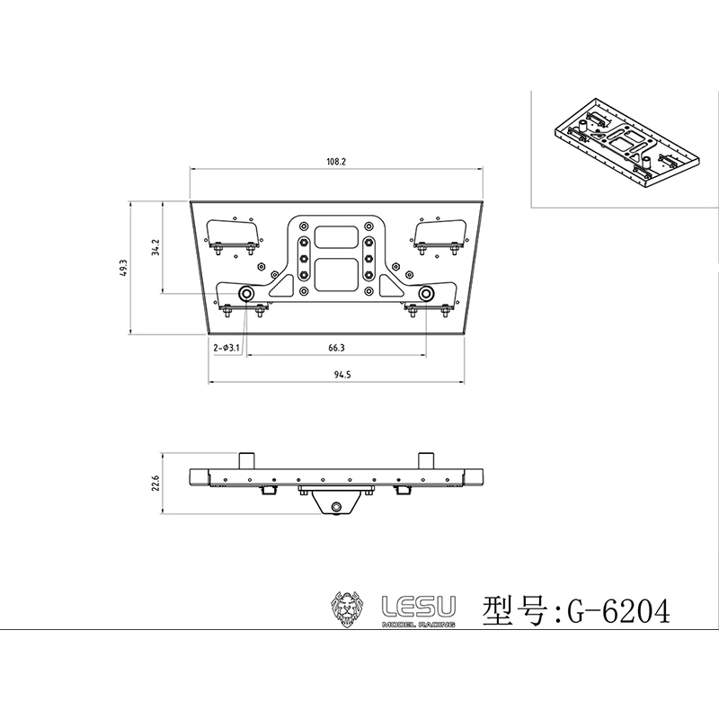 RC 1/14 Frontkupplung für Tamiya Hydraulikbagger, Lader, Muldenkipper für SCANIA, MAN, VOLVO Anhänger, Kipper, DIY-Teile – Detail 2