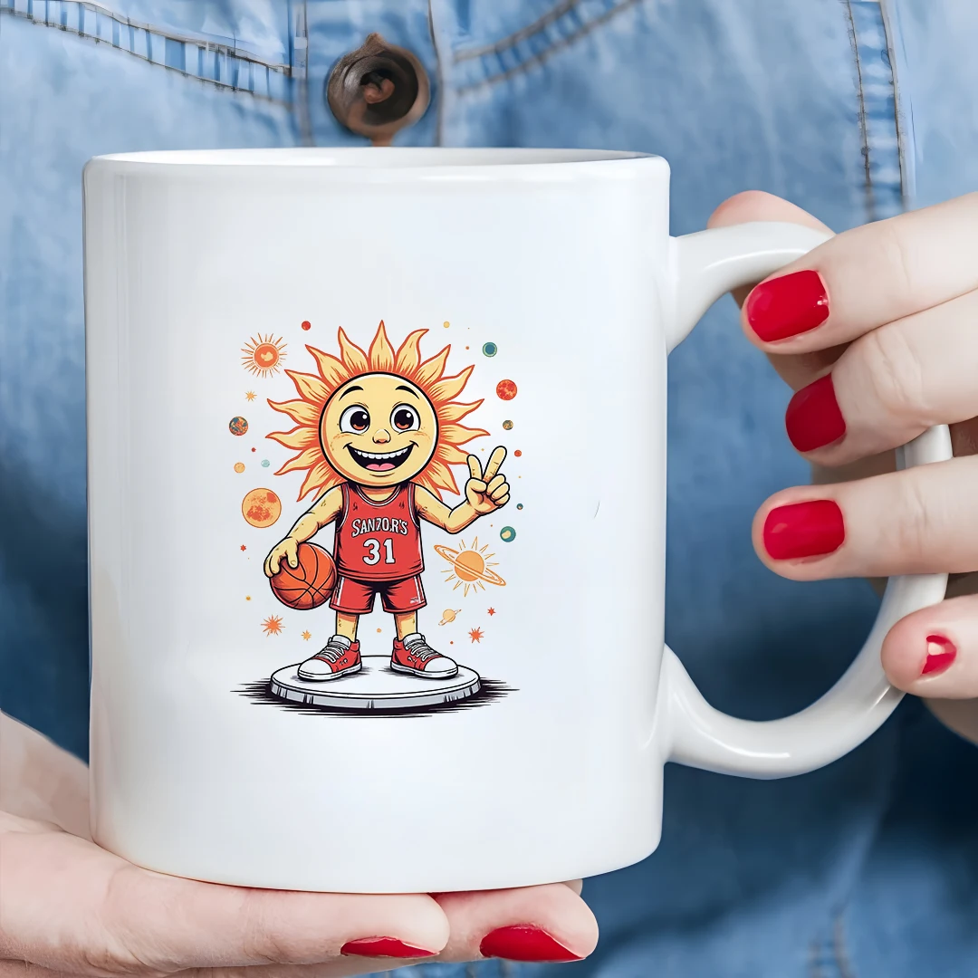 

Cartoon Sun Hat Basketball Player 11OZ Kids Cold & Hot Drink Cup Christmas Gift Family Office Cup