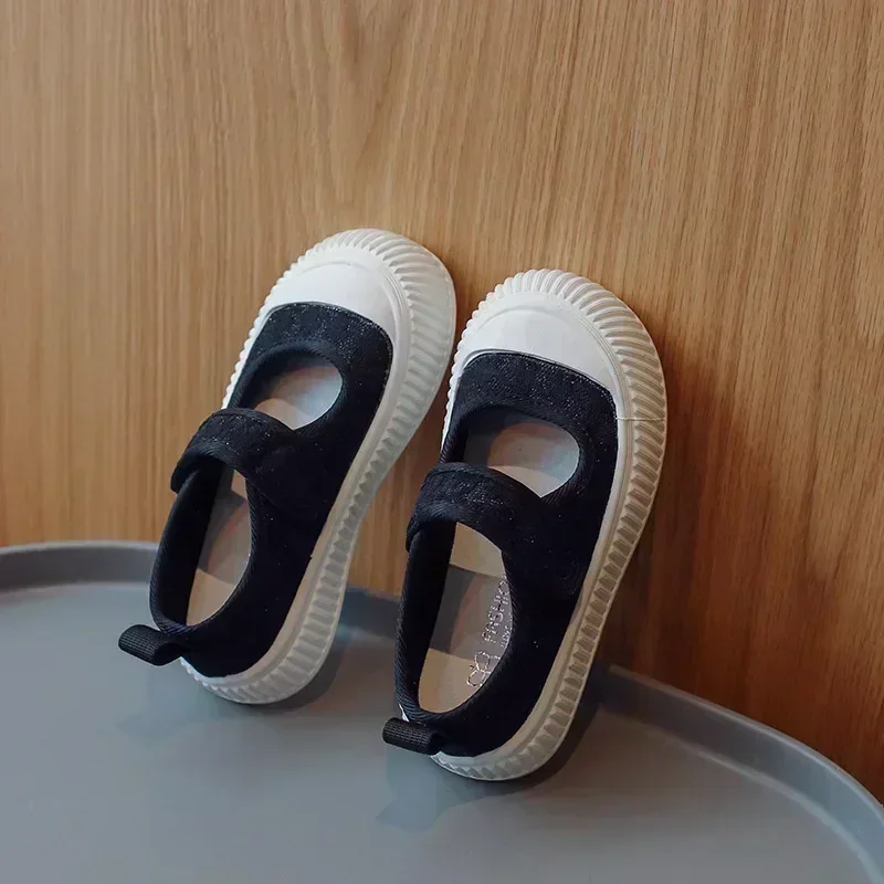 New Summer Girls Canvas Mary Jane Shoes Children Soft-soled Breathable Slip-on Sneakers Kids Casual Loafers Outdoor Casual Shoes