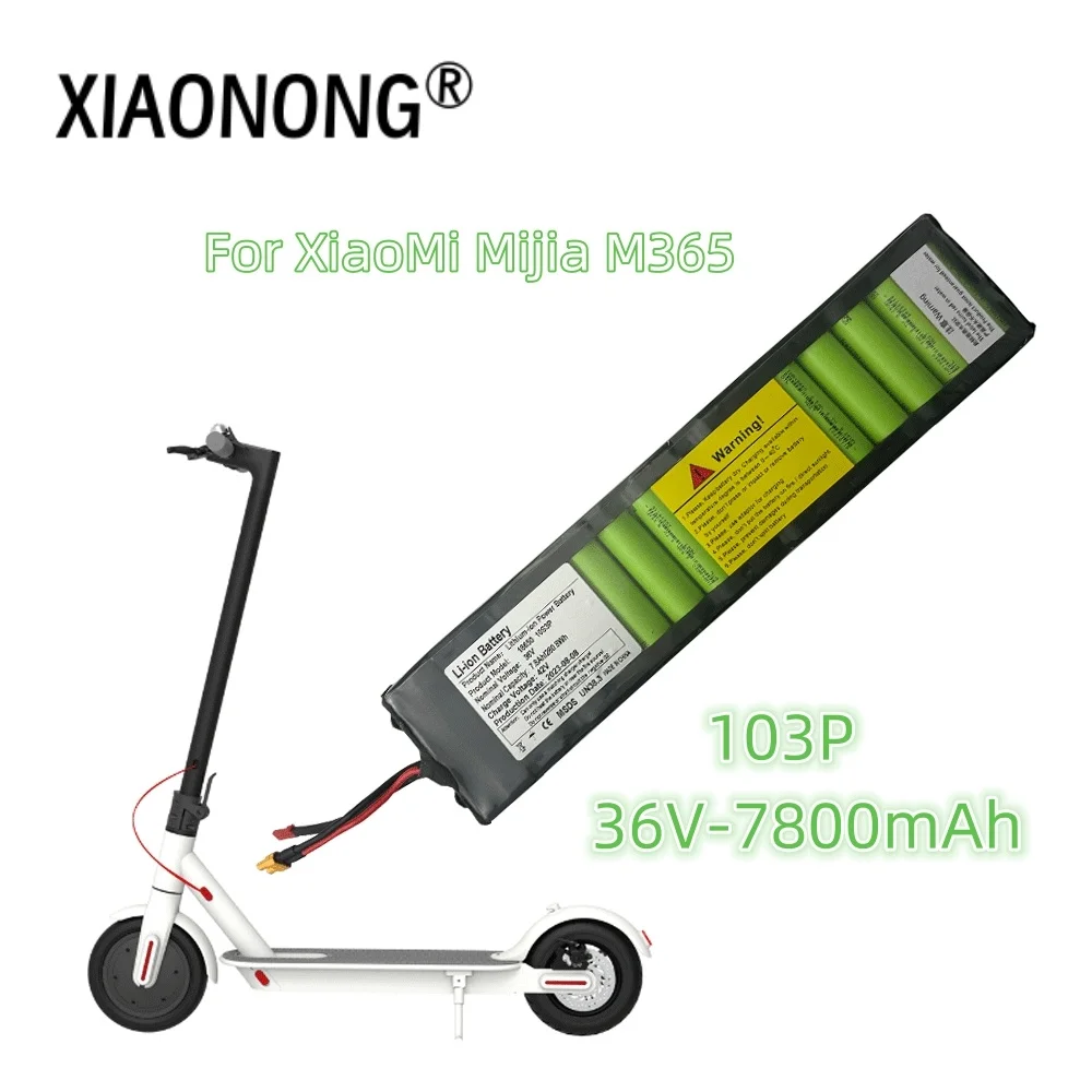 Li-ion Battery 36V 10S3P 7800mAh, SM and XT30 Connectors, Built-in BMS Protection, For XIAOMI M365 Electric Scooters