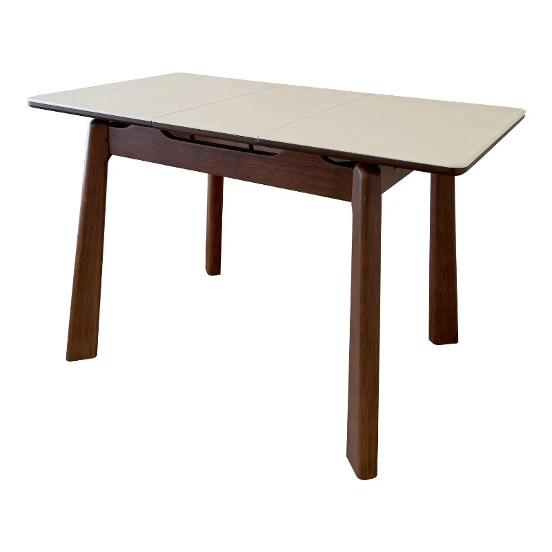 

Medieval solid wood rock slab dining table for household small apartments, retractable dining table rectangle