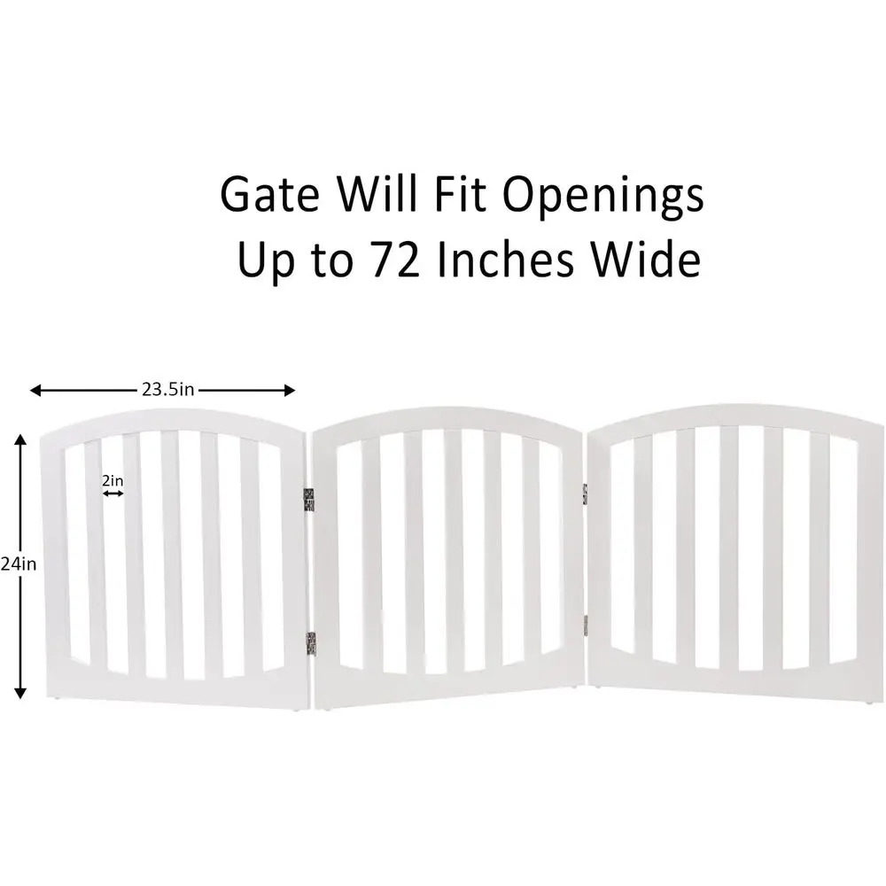 ree Standing Wood Dog Gate, Step Over Pet ence, 3 Panel 360° conigurable,24