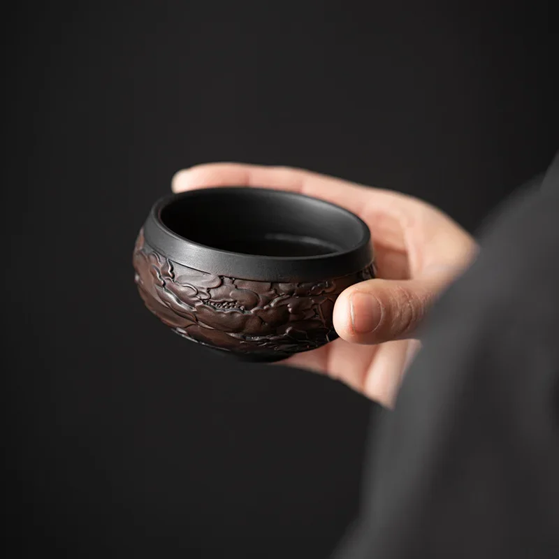 

Purple Pottery Master Teacup Individual Couple's Cups Single Handmade Tea Tasting Cup Ceramic Retro Tea Making Teaware Tea Bowl