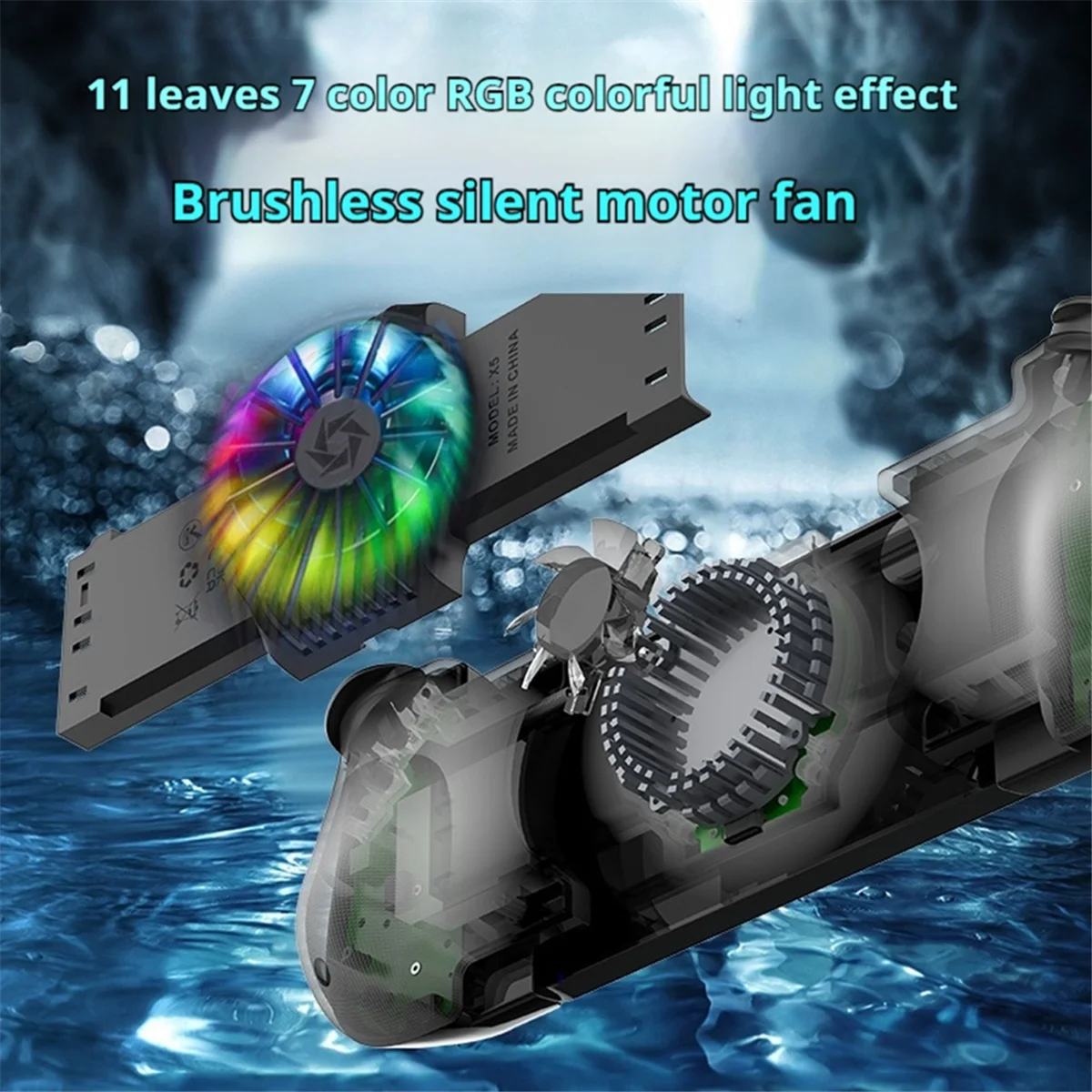 Controlador inalámbrico para juegos de teléfono móvil AM-X5mini con ventilador de refrigeración, mando extensible Bluetooth para Android/iOS/Steam/PC C