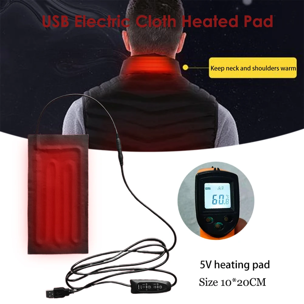 1pc Carbon Fiber Heating Pad USB heated Waist Belly Warming Mat Adjustable Temperature Clothes Heating Pads for Neck and Back