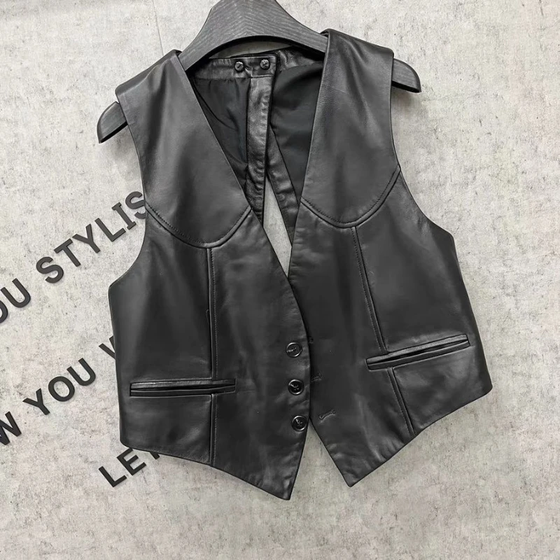 

Korean Fashion Autumn Winter Coats Women Solid V-Neck Button Pockets Split Temperament Casual Sleeveless Loose Cardigan Vest Top