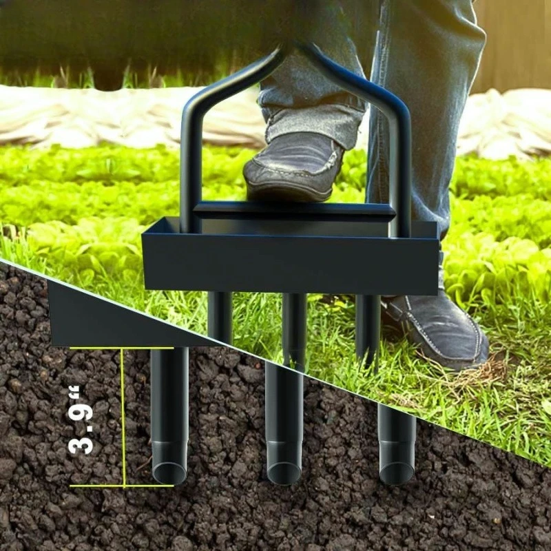 Manual scarifier, soil turner, fertilization tool, lawn punch, land punch, manual soil removal tool