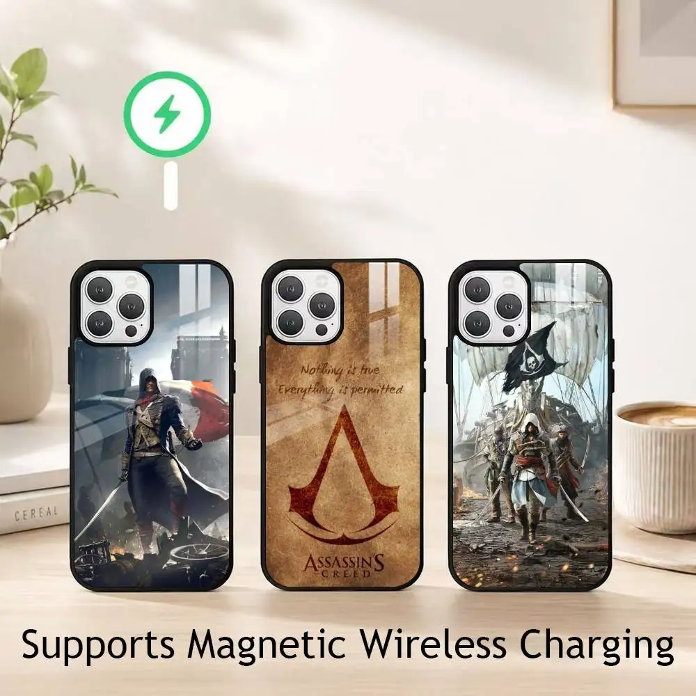 Coque de téléphone Game Assassin's Creed Unity pour iPhone 17, 16, 15, 14, 13, 12, 11 Plus, Pro, compatible avec la charge magnétique sans fil
