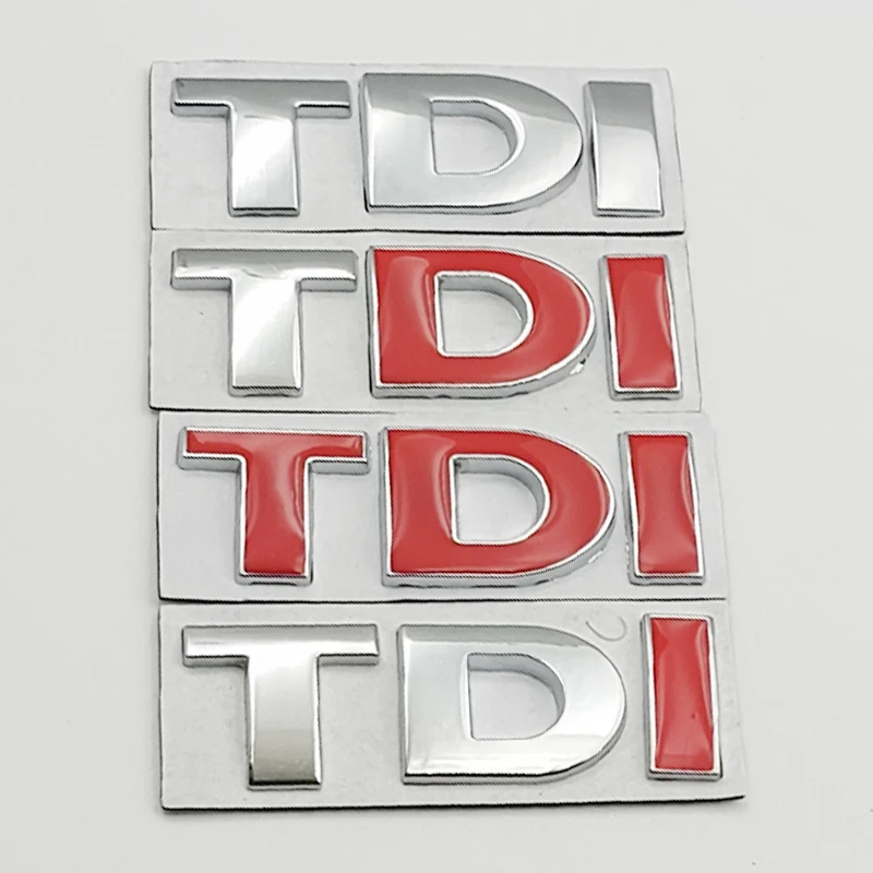 

3d Metal Chrome Red Logo TDI Emblem Letters Nameplate Decal Car Trunk Badge TDI Sticker Accessories