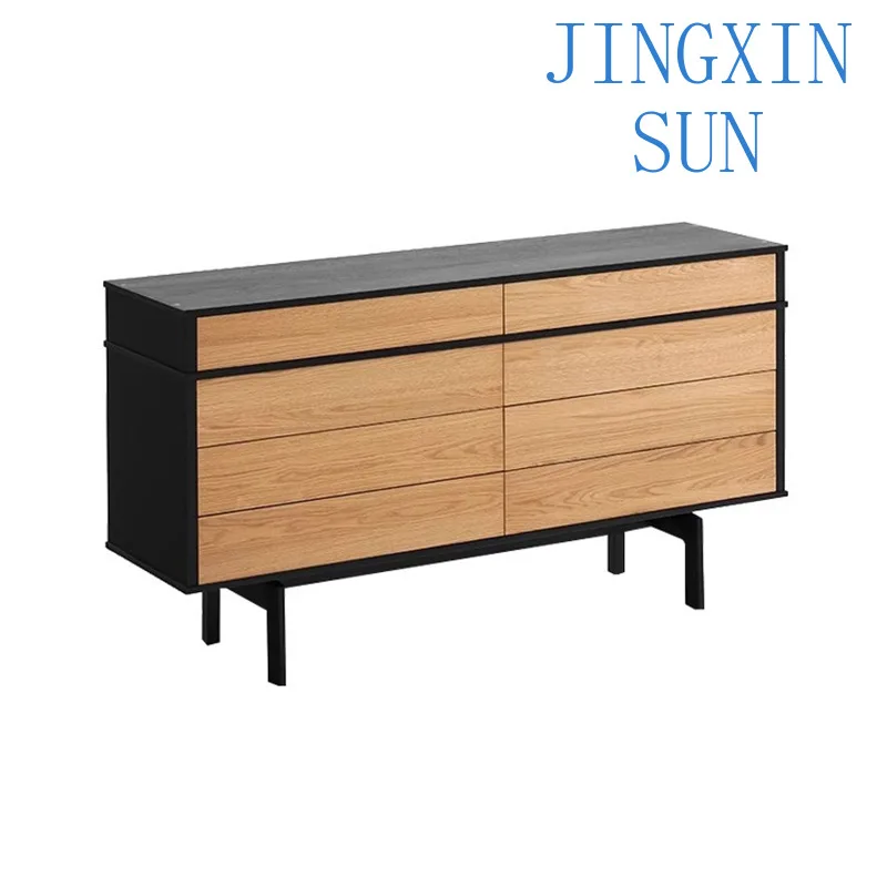 Nordic retro eight-bucket cabinet living room minimalist bedroom solid wood against the wall storage side cabinet locker
