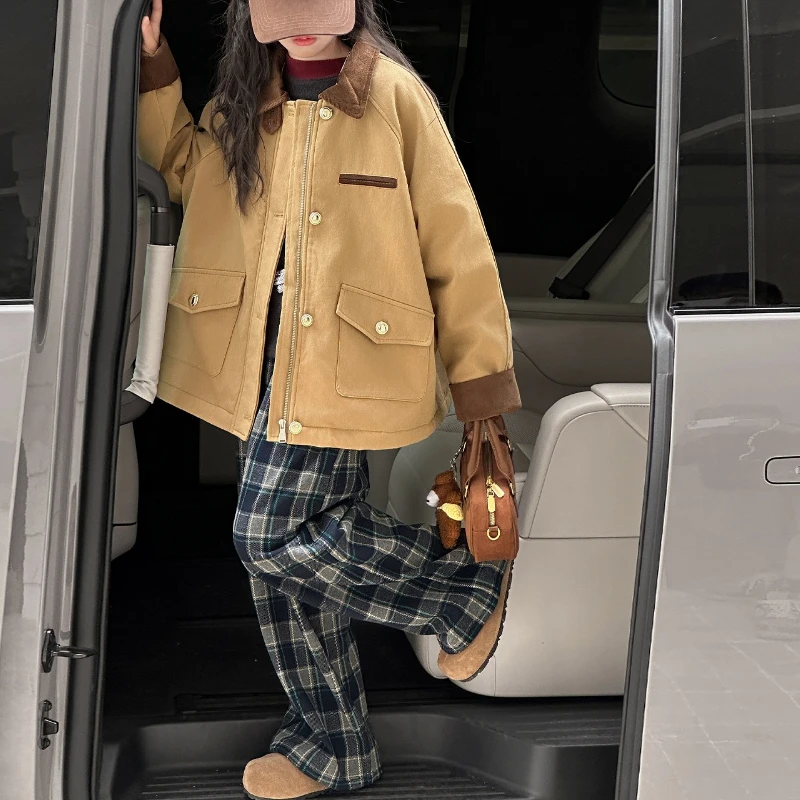 

Girls' Velvet Cotton Jacket 2025 Winter Clothing New Children's Korean Fashion Girls' Thick Warm Jacket Windbreaker Coat