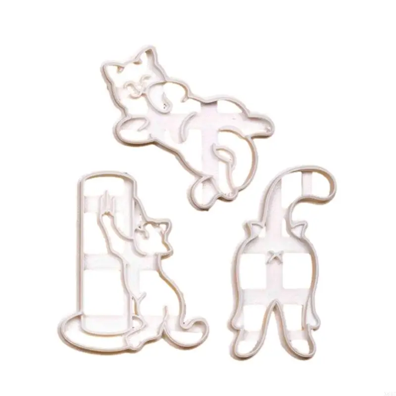 N84C 3pcs Kartun Biskuit Cetakan Cookie Sangkok Set untuk Baking Kue Kue DIY