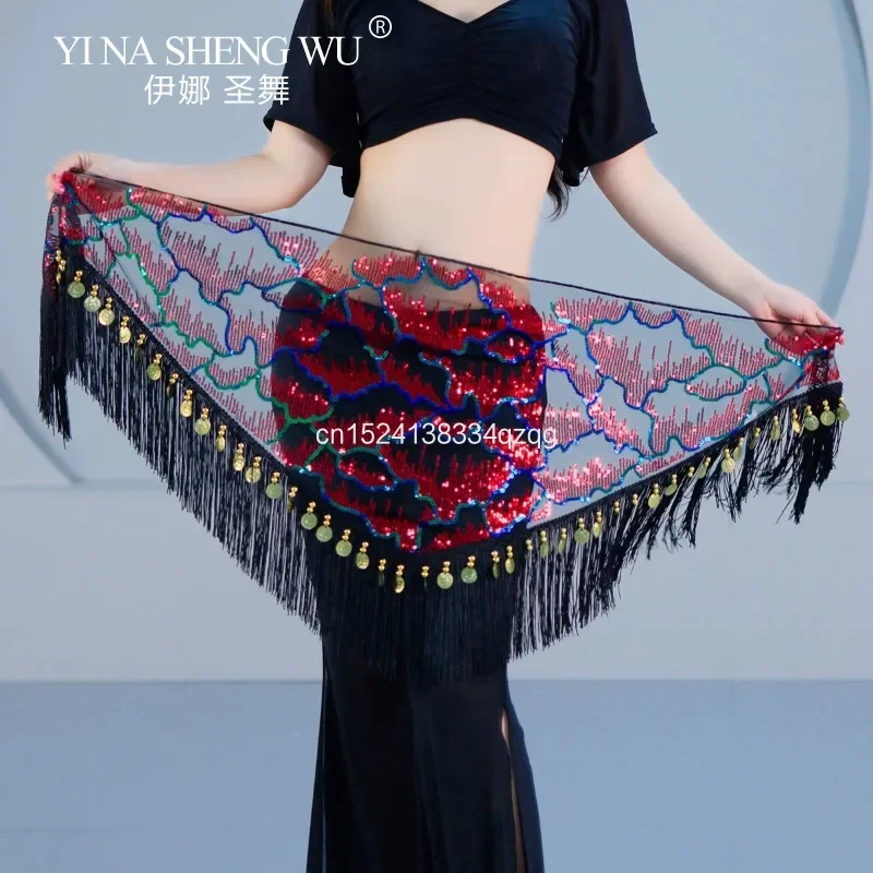 Sexy Translucent Belly Dance Tassel Hip Scarf Women Belly Dance Waist Chain Bellydance Hip Scarf Oriental Indian Dancing Belt