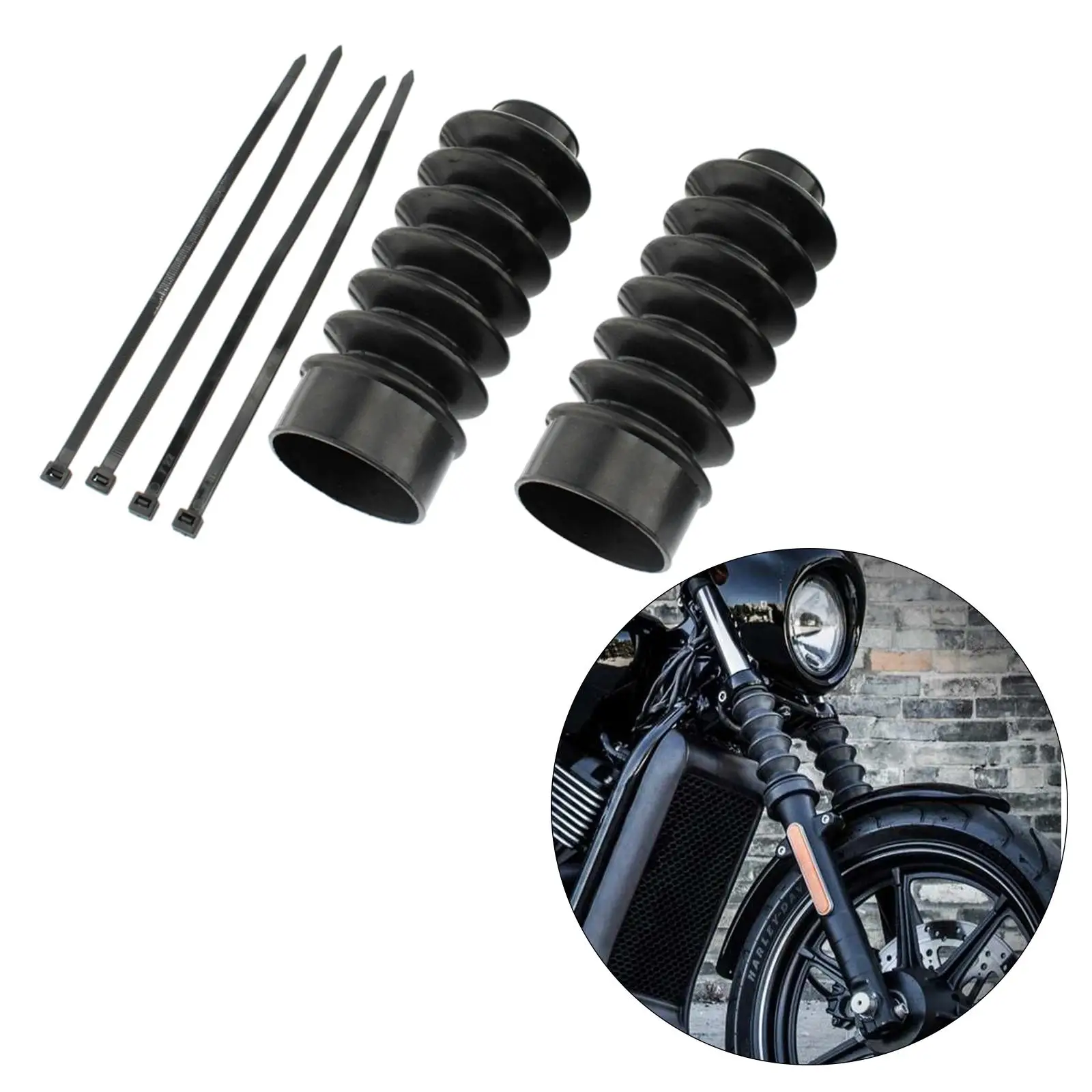 

Front Fork Cover Gaiters Rubber Long Boots Dust Cover for Fxd XL883 XL1200 XL