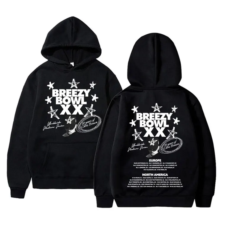 

Rapper Chris Brown Breezy Bowl XX Tour 2025 Hoodie Men Women Hip Hop Fashion Vintage Sweatshirts Men's Casual Oversized Pullover