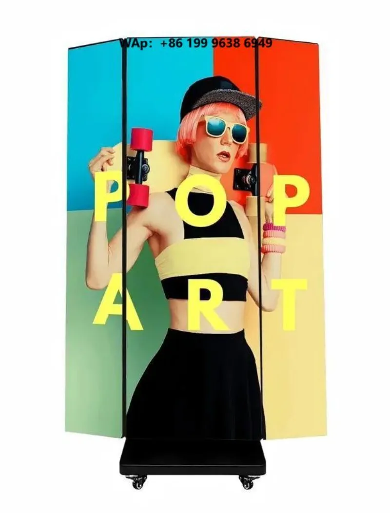 Double Sided P1.86 P2.5 P2 GOB Folding Indoor Digital  Three  Tri Fold Poster Foldable  Screen Display