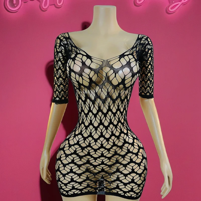 1 peça mulheres arrastão cobrir sem biquíni lingerie sexy transparente oco vestido bodycon manga comprida roupa de praia ds059