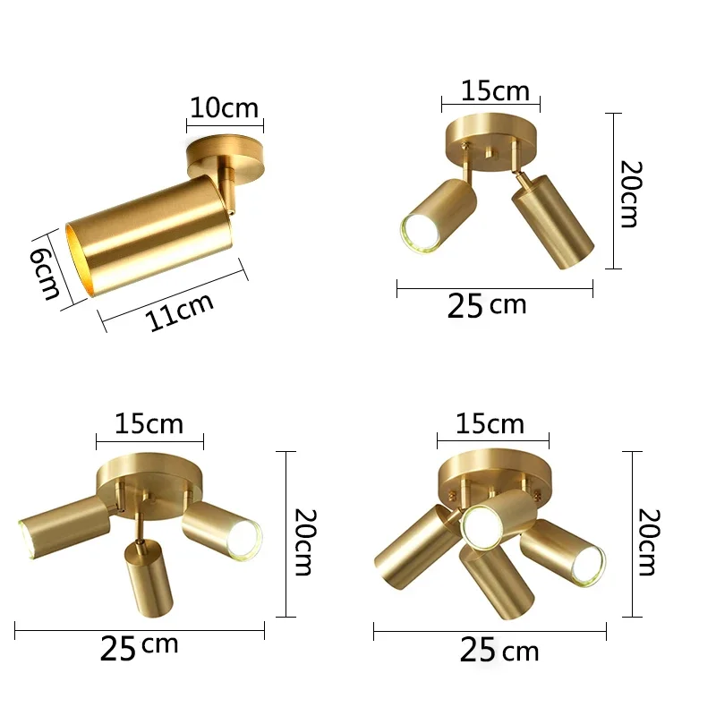 Postmoderner Stil Deckenleuchte Strahler Downlight Eisen Gold 2/3/4 Köpfe Gang Korridor Ladenbeleuchtung Einstellbare Richtung