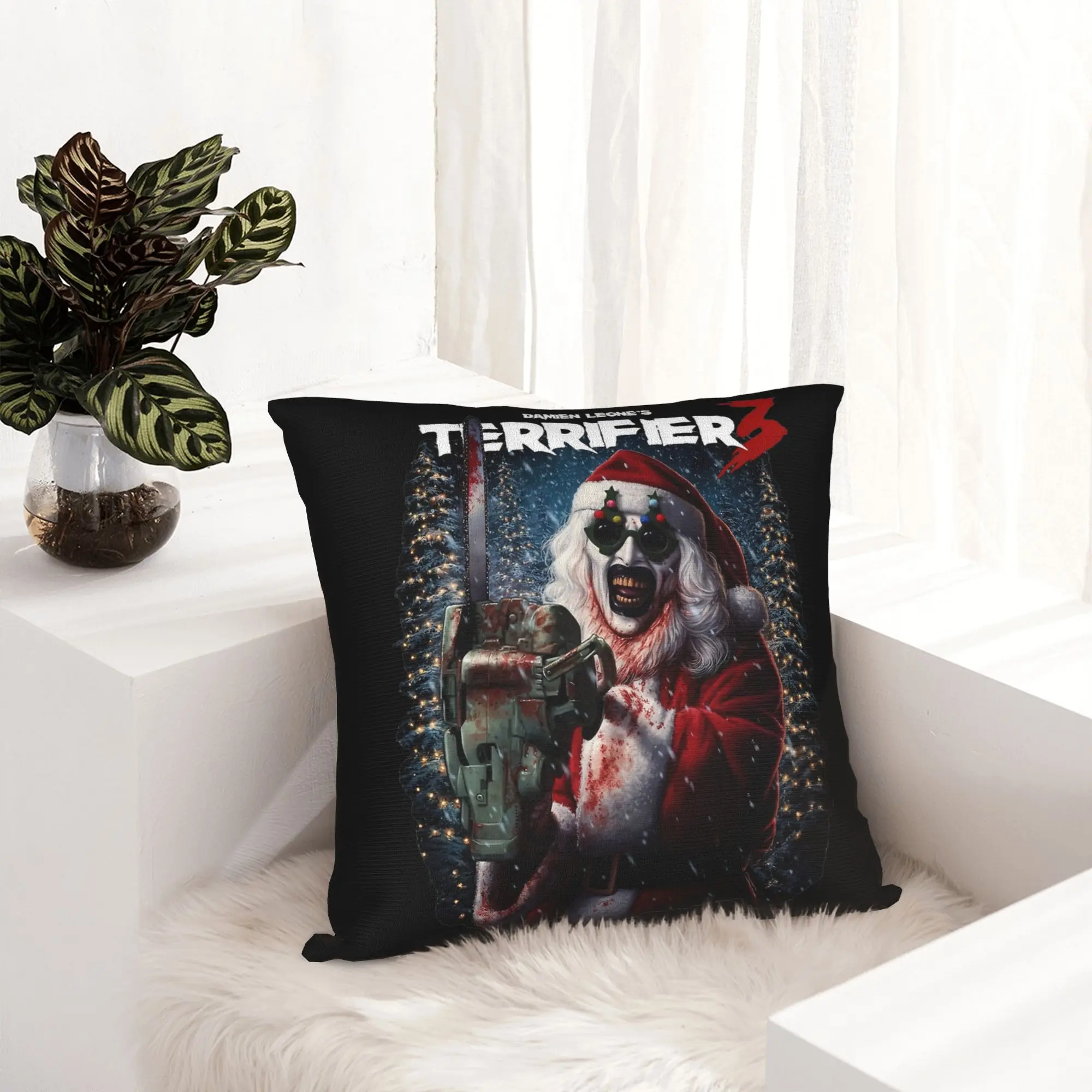 Terrifier 3 Christmas Pillowcase Printing Polyester Cushion Cover Decoration  Pillow Case Cover Home Square 45*45cm