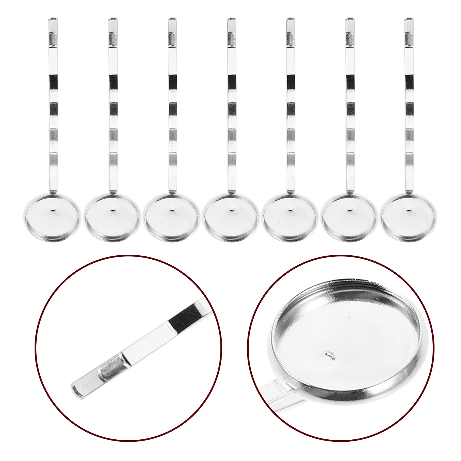 

40Pcs Silver Hair Clips Blank Bobby Pins 12Mm Tray Base Metal Flat Barrettes DIY Hair Accessories Crafting Hairpins for Women