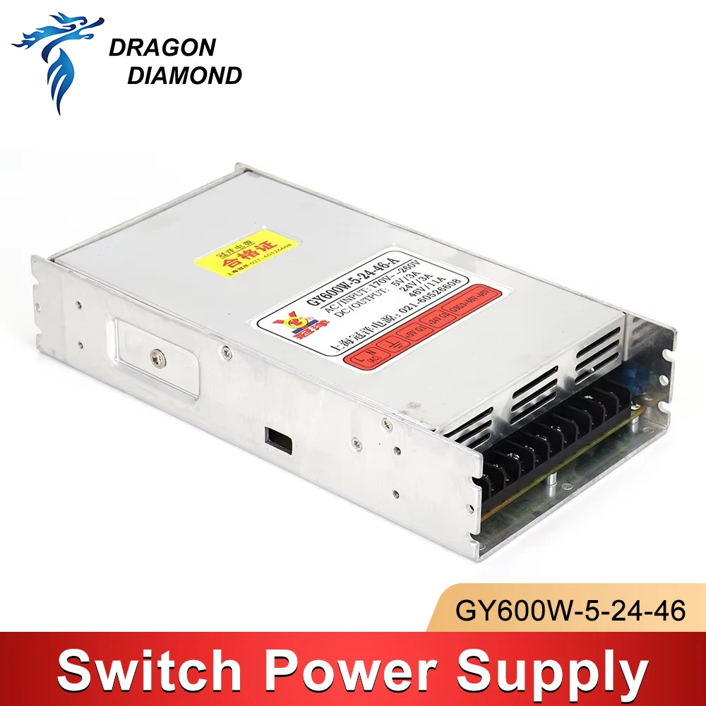 Guanyang CNC Switch Power Supply GY600W-5-24-46 Triple Output DC5V 3A 24V 3A 46V 11A for Laser Cutting and Engraving Machine