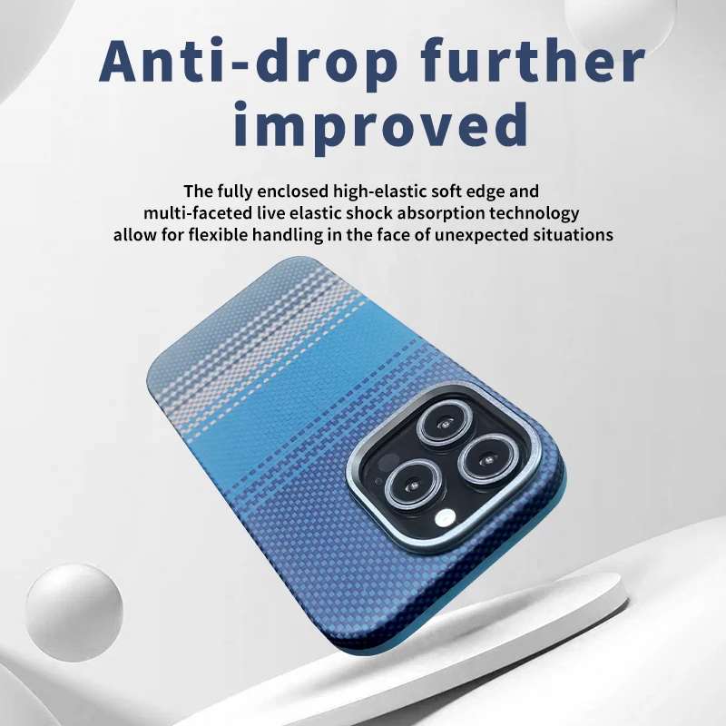 

WONDRARISE Aramid Fiber Magnetic Phone Case for iPhone 15 Pro / 15 Pro Max / 16 Pro / 16 Pro Max – Ultra Slim Shockproof Cover