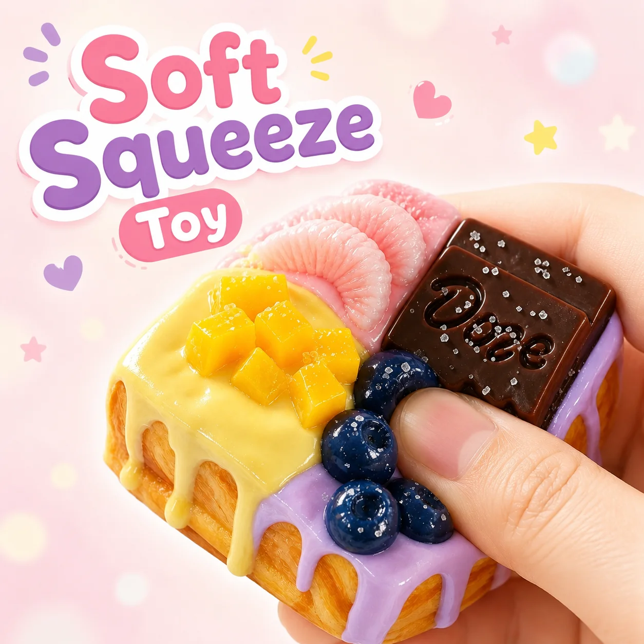 Food Grade Imitation Toast Squeeze Toy Realistic Fruit Bread Squishy Toy Simulation Dessert Stress Relief Fidget Decompression T