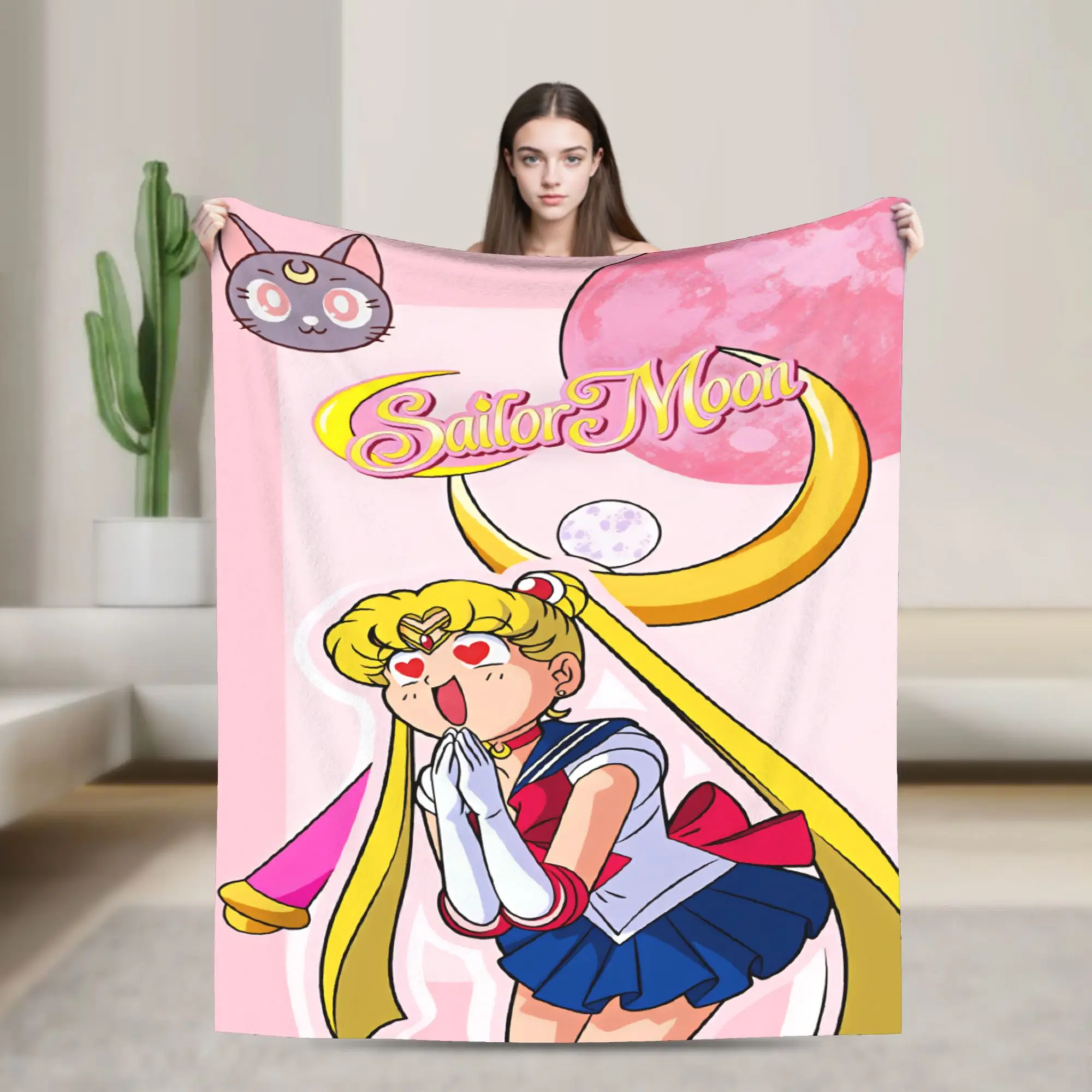 S-Sailor M-Moon Anime  Blanket Quality Soft Warm  Throw Blanket Winter Decorative Bedroom Novelty Bedspread