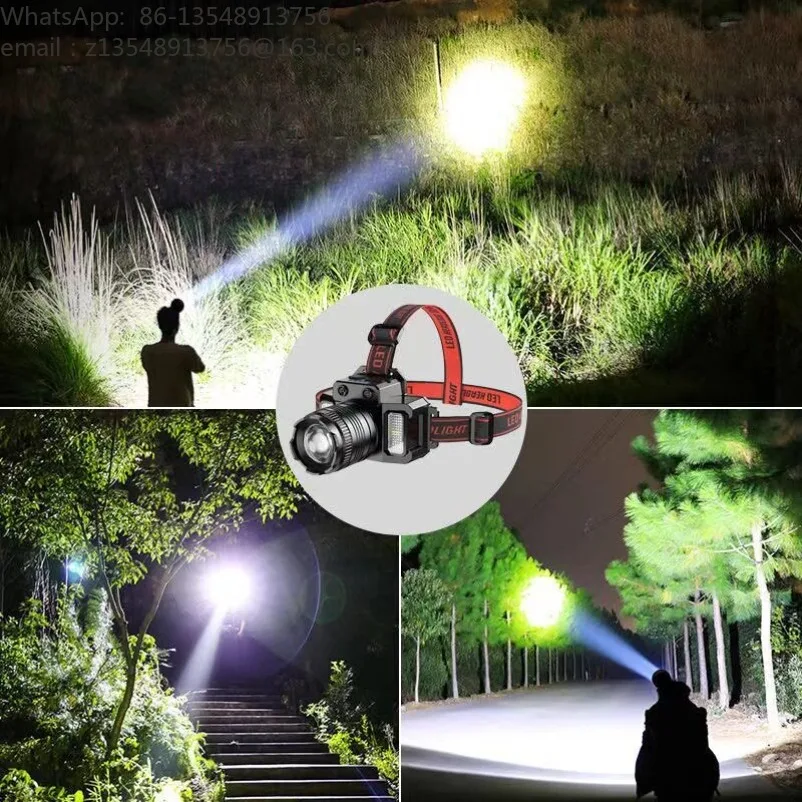 Night fishing household head-mounted strong light headlight rechargeable outdoor long-distance lighting flashlight super bright