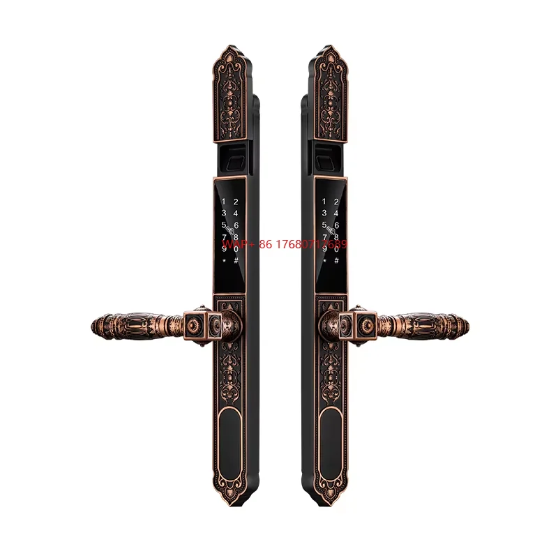 

European Style Smart Lock Waterproof Fingerprint Card Access WiFi Network Door Handle Lock for Front Courtyard Fence EU Style