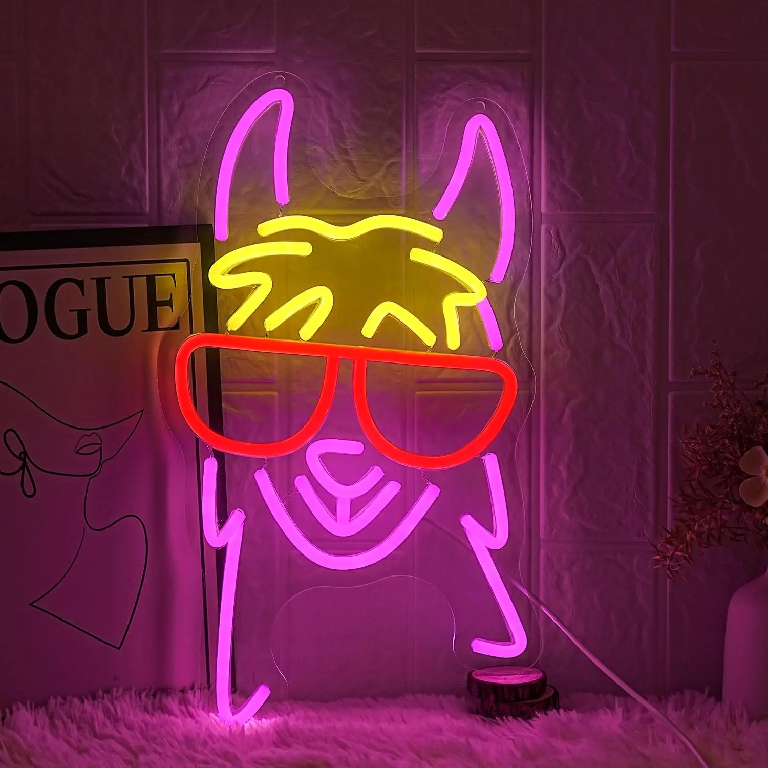 

Llama With Red Glasses Neon Sign Decorative,Dimmable and USB Powered,for Wall Decor,Bedroom Zoo Home Pub Animal Lover Restaurant
