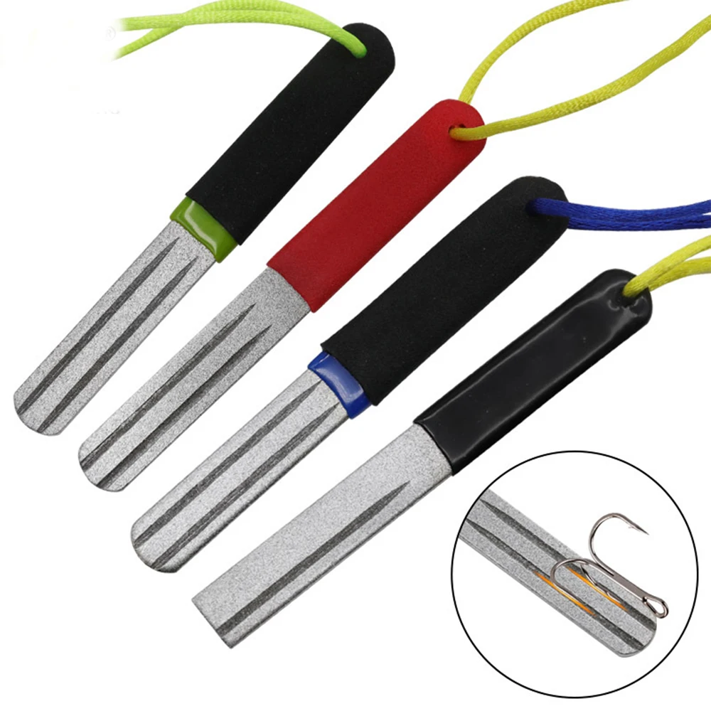 Afilador de cuchillos de doble cara, herramienta de afilado de diamante, accesorio de pesca, 1 Uds.