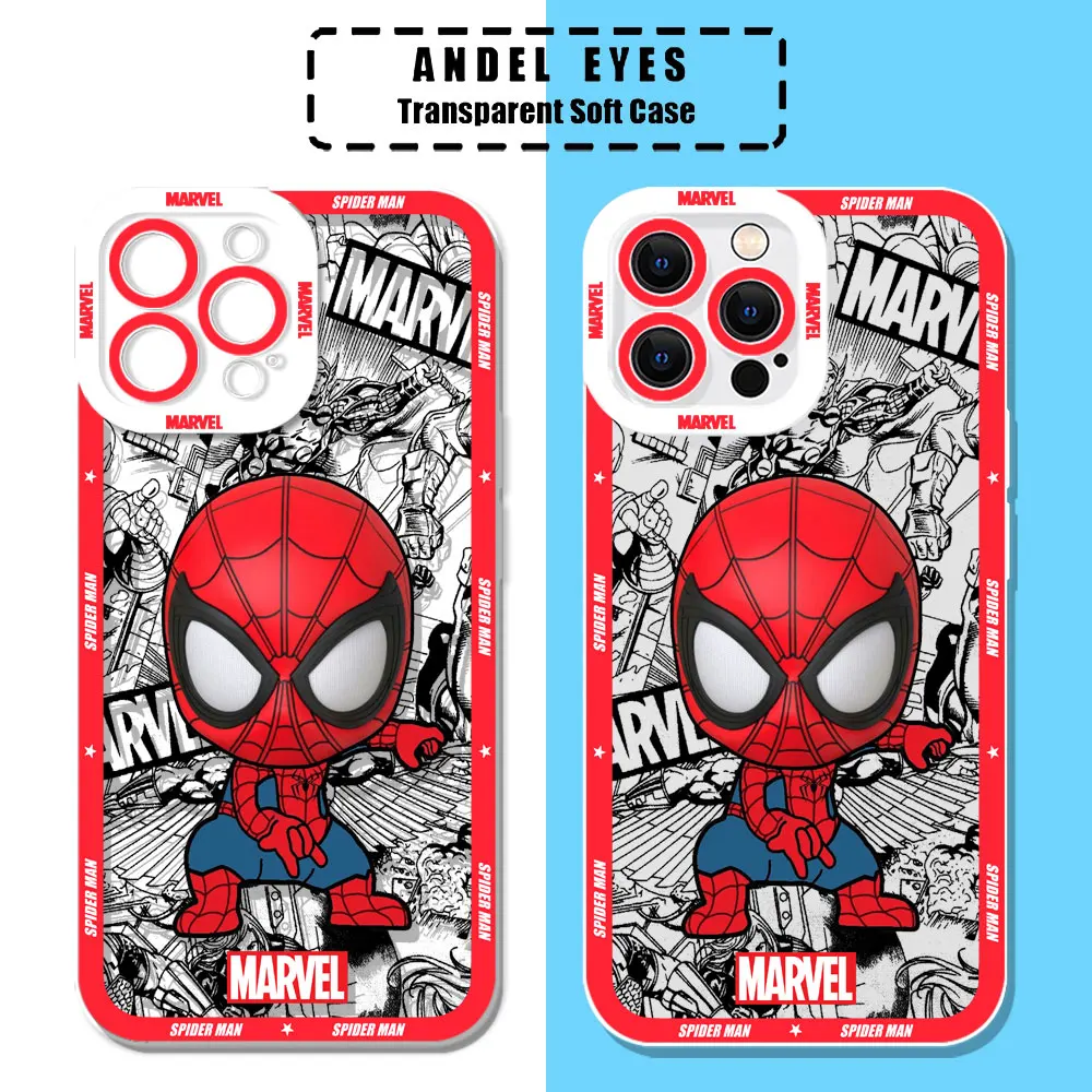 Cartoon Marvel Spiderman Deadpool Groot Case For Redmi 14C 13C 13 12 12C 10 10C 9 9C A3 A2Plus A1 K60 K40 Pro Transparent Cover