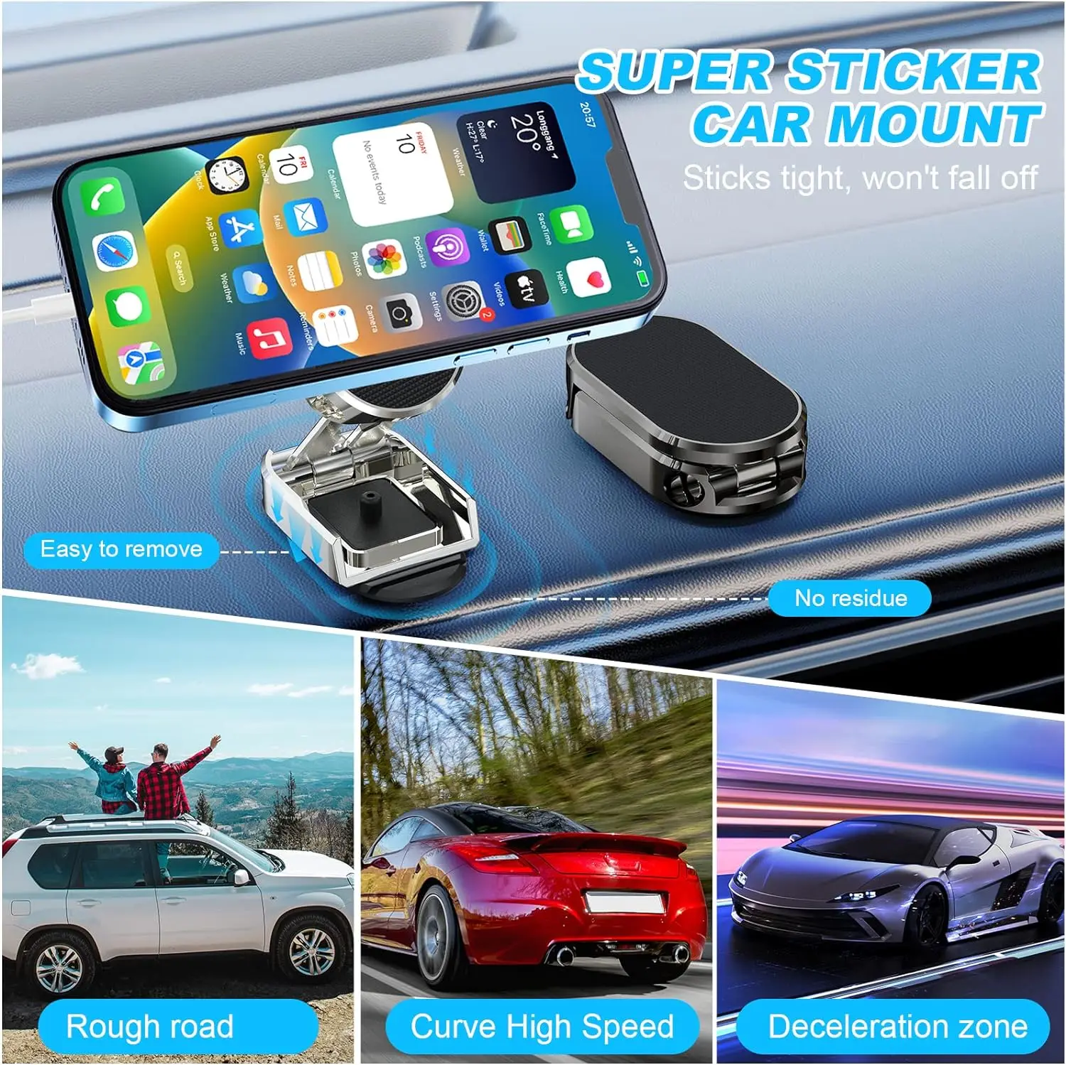 Magnetische Auto-Handyhalterung für iPhone 17 16 15 14 13 12 XR Pro – Magnetische Halterung für Mobiltelefone, Wandmontage, Nachttisch, GPS-Unterstützung