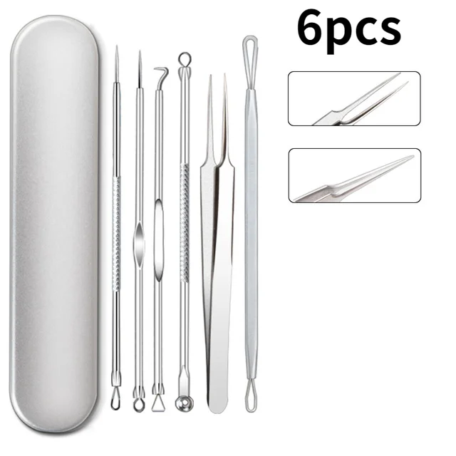 11/8/6/4 قطعة حب الشباب إزالة الرؤوس السوداء الإبر البثرة المسام الأنظف أداة التطهير العميق الوجه أداة العناية بالبشرة لإزالة النقاط السوداء #6