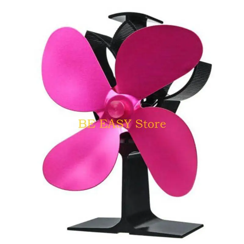 E28F 4 블레이드 열전 전원 난로 벽난로 팬 알루미늄 무음 조용한 목재 로그 팬