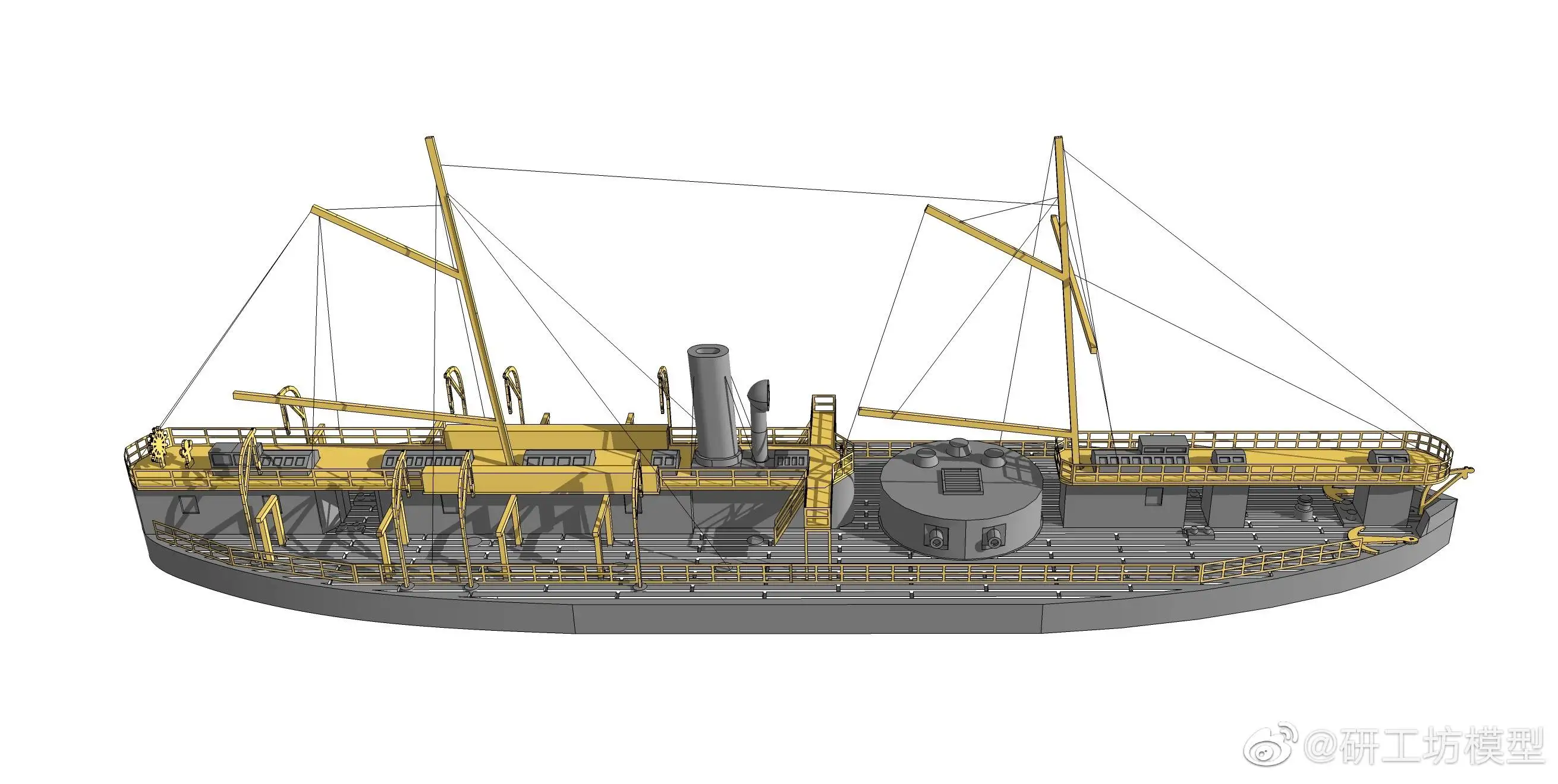 1/700 Coastal Defence Monlter Of The Royal Netherlands NavyTIJGER (1868) Small Crowd Other Toy Models Ship Model Toys