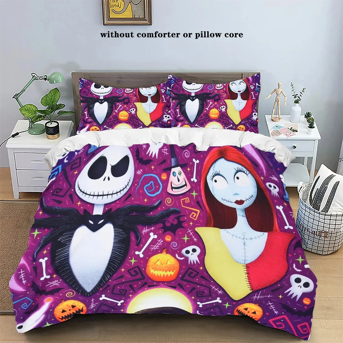 Disney Cartoon Duvet Cover Pillowcase 2/3 Piece Multi Size Duvet Cover The Nightmare Before Christmas Bedding Set Christmas Gift