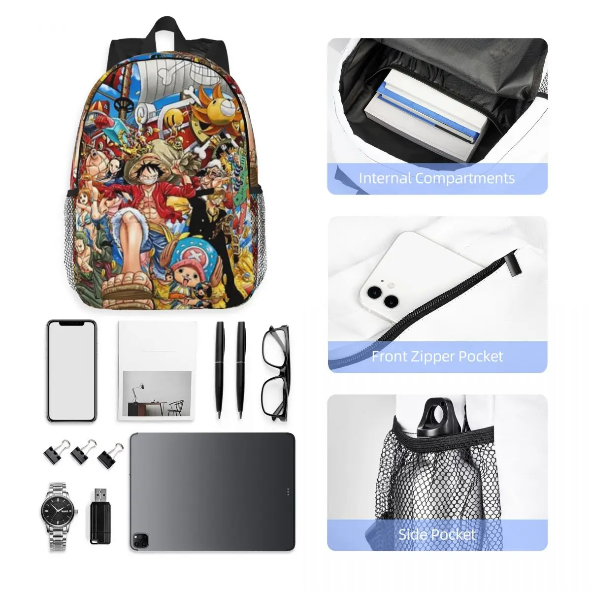 Een Stuk Bedrukte Lichtgewicht Casual Schooltas Voor School, Outdoor, Winkelen, Kantoor 15Inch