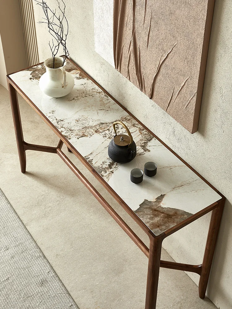 Xl Black Walnut Console Tables  Minimalist Stone Plate Xuan Corridor a Long Narrow Table Pieces