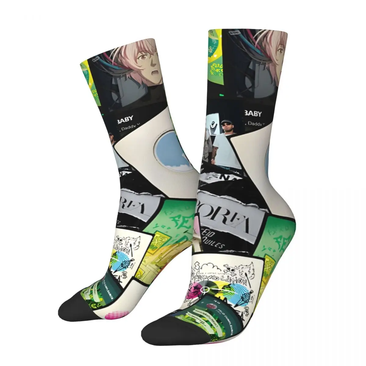 Feid Songs Men's Socks Vintage Harajuku Street Style Novelty Seamless Crew Sock