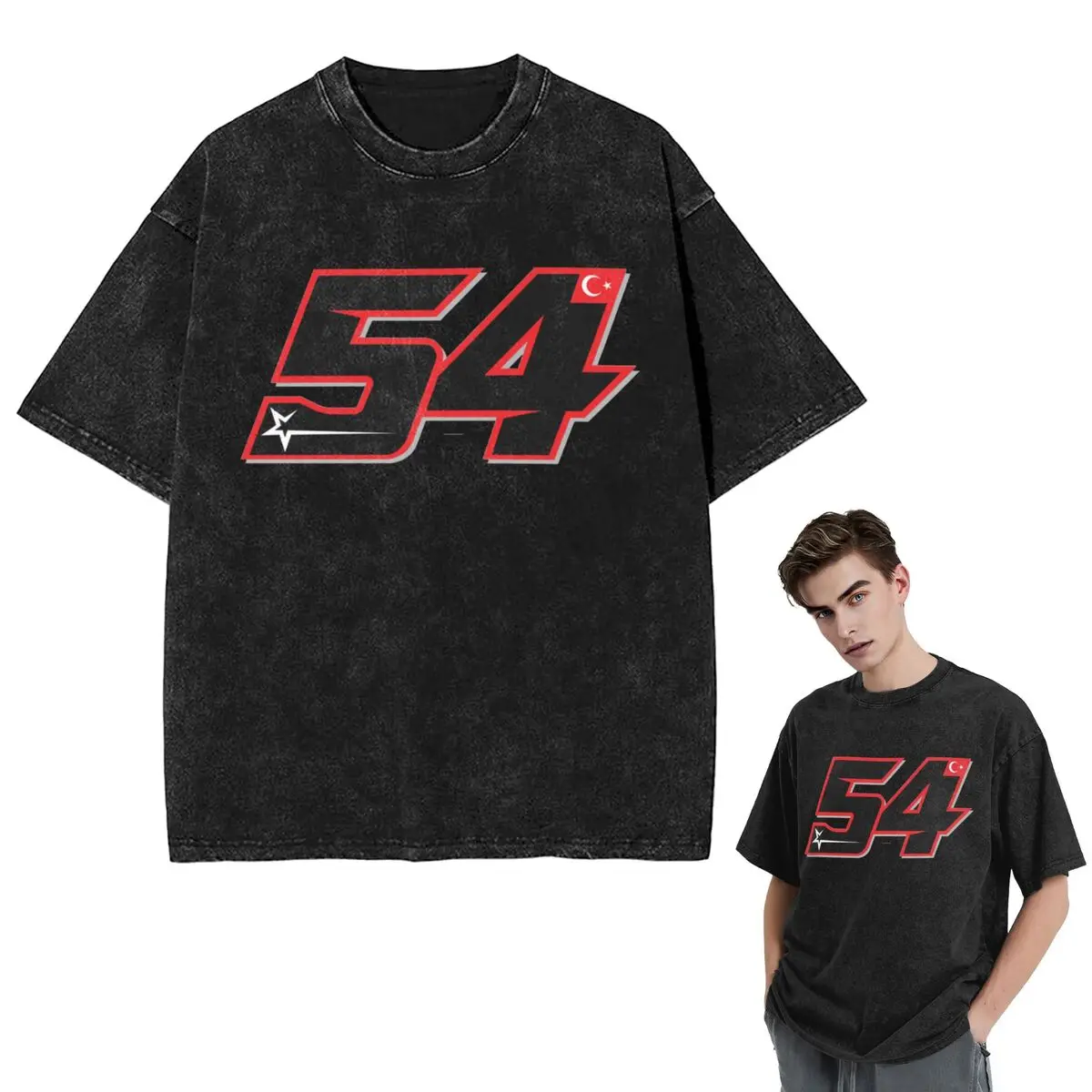 Streetwear T-Shirts Toprak Razgatlioglu 54 Washed T Shirt Short Sleeve Hip Hop T-Shirt Tops Tees for Men Women
