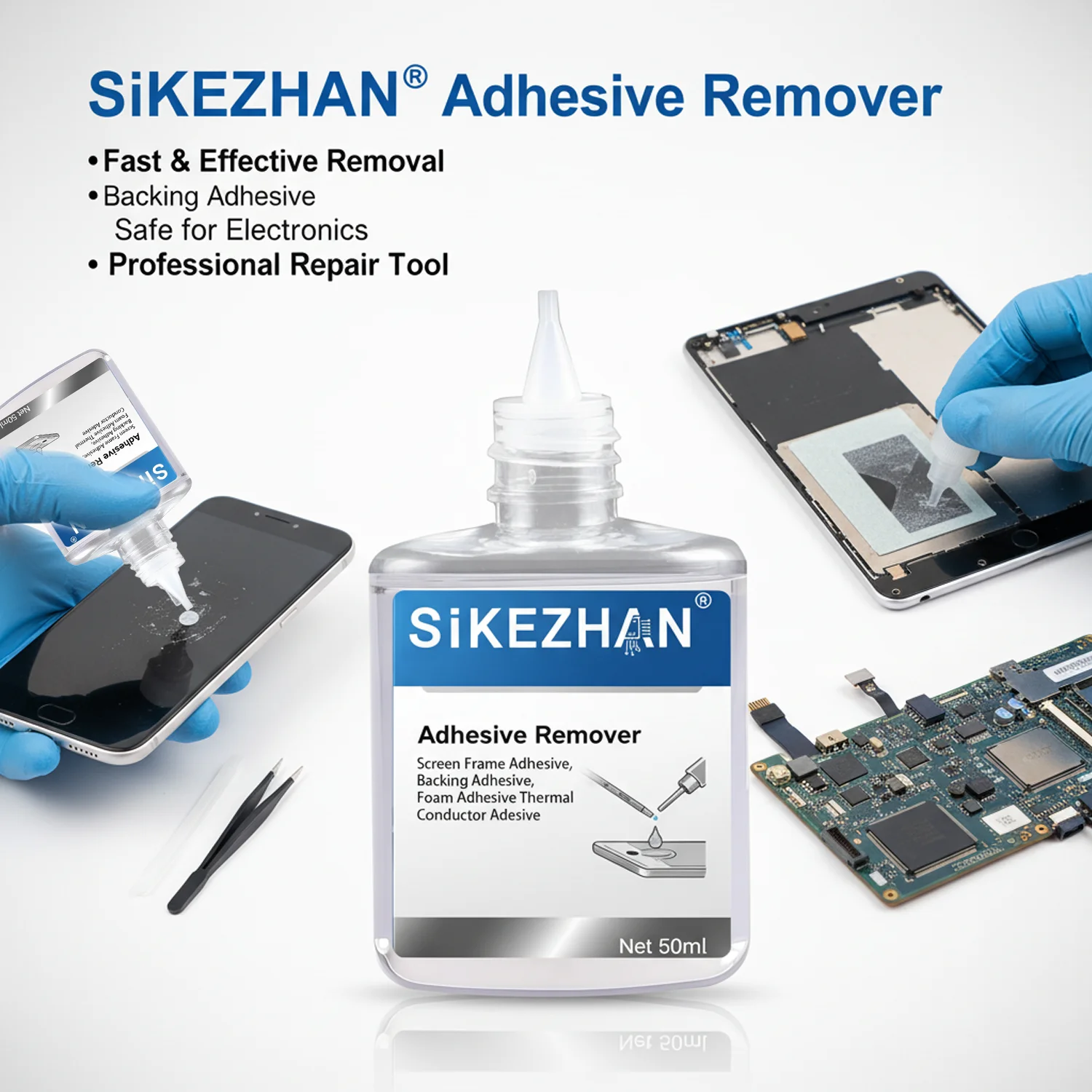 Electronics Glue Remover Degreaser—Screen Frame, Back Glue, Foam Tape, Thermal Conductive Paste Cleaner; Quick-Dry, Low-Odor